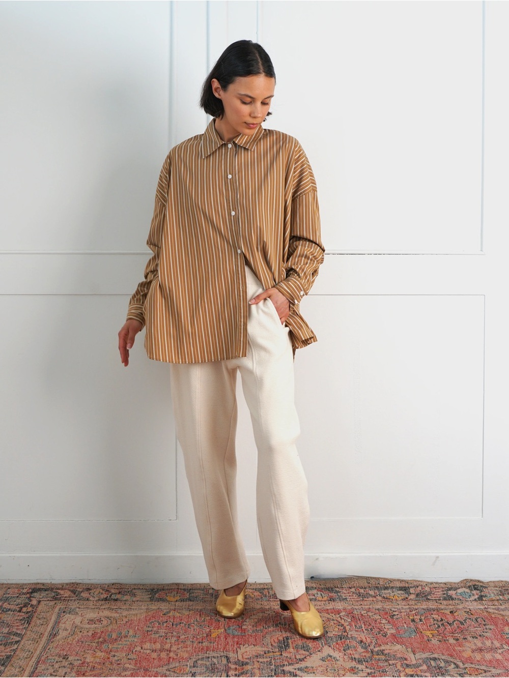 PROCHE studios Aldous Barrel Jogger Cream cotton pants Textured Trousers